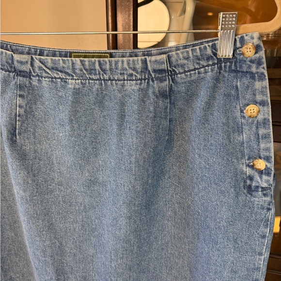 Vintage Eddie Bauer Denim Long Maxi Skirt Size 16 Button Side Slit 100% Cotton - Picture 3 of 6